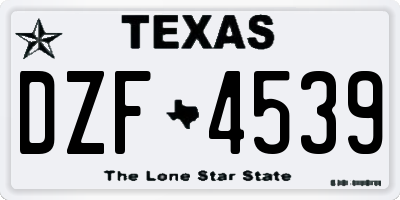 TX license plate DZF4539