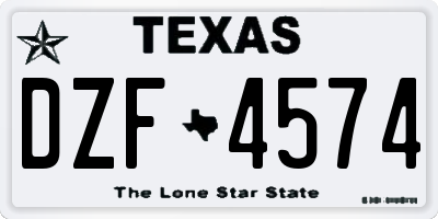 TX license plate DZF4574