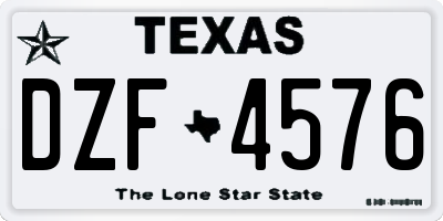 TX license plate DZF4576