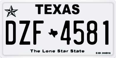 TX license plate DZF4581