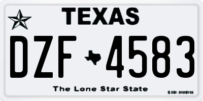 TX license plate DZF4583
