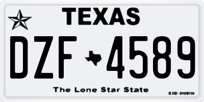 TX license plate DZF4589