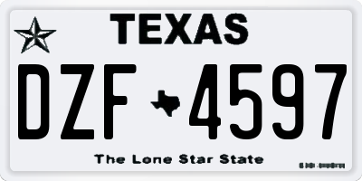 TX license plate DZF4597