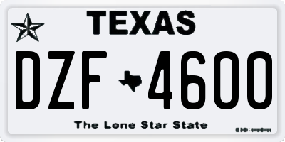 TX license plate DZF4600