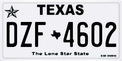 TX license plate DZF4602