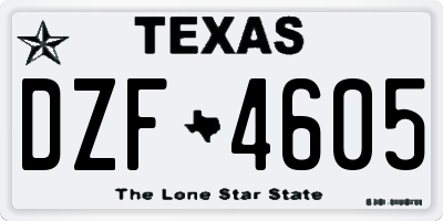 TX license plate DZF4605
