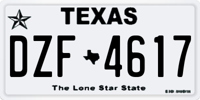 TX license plate DZF4617