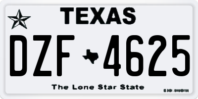 TX license plate DZF4625
