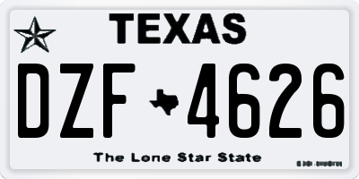 TX license plate DZF4626