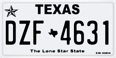 TX license plate DZF4631