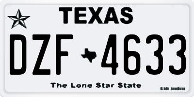 TX license plate DZF4633
