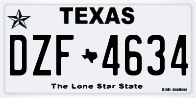 TX license plate DZF4634