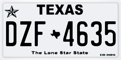 TX license plate DZF4635
