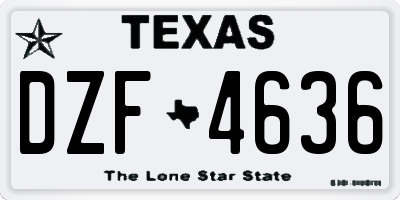 TX license plate DZF4636