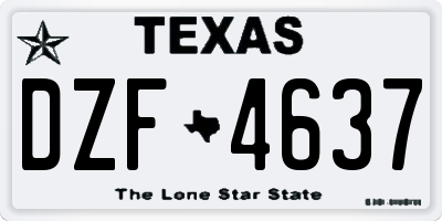 TX license plate DZF4637