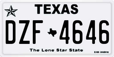 TX license plate DZF4646
