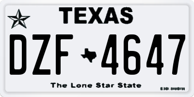 TX license plate DZF4647