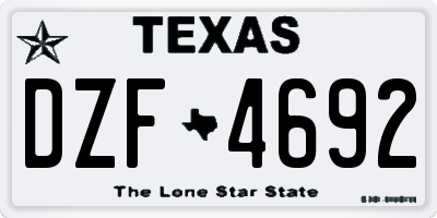 TX license plate DZF4692