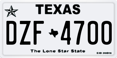 TX license plate DZF4700