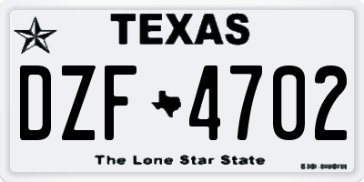 TX license plate DZF4702