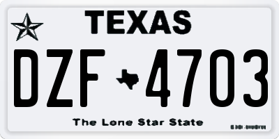 TX license plate DZF4703