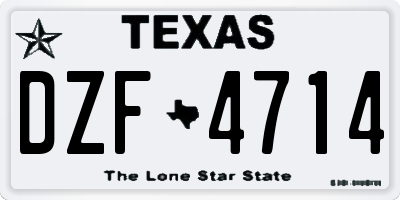 TX license plate DZF4714