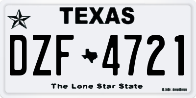 TX license plate DZF4721