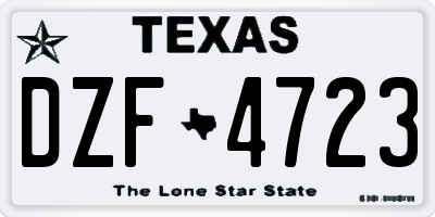 TX license plate DZF4723