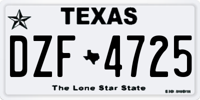 TX license plate DZF4725