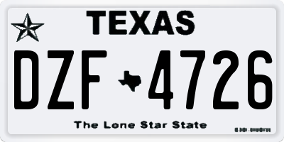 TX license plate DZF4726
