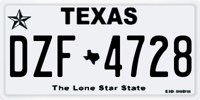 TX license plate DZF4728