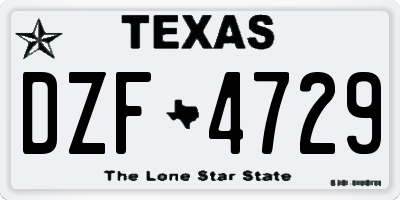 TX license plate DZF4729