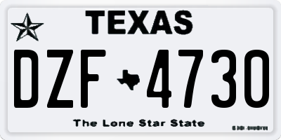 TX license plate DZF4730