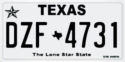 TX license plate DZF4731