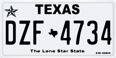 TX license plate DZF4734