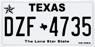 TX license plate DZF4735
