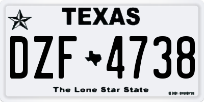 TX license plate DZF4738