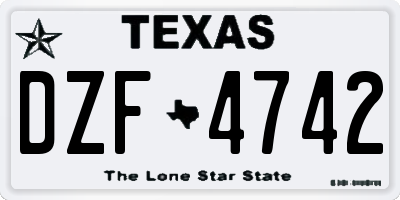 TX license plate DZF4742