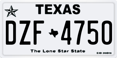 TX license plate DZF4750