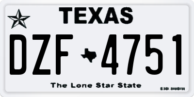 TX license plate DZF4751