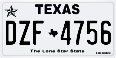 TX license plate DZF4756