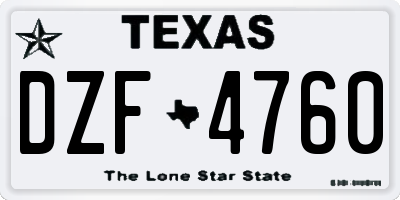 TX license plate DZF4760