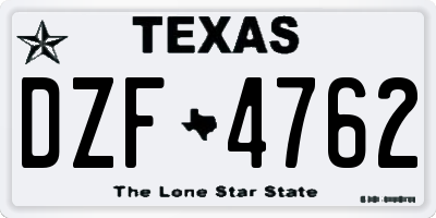 TX license plate DZF4762