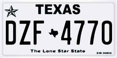 TX license plate DZF4770