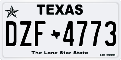 TX license plate DZF4773