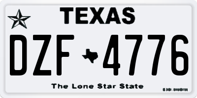TX license plate DZF4776