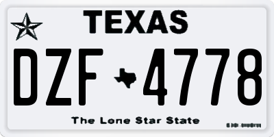 TX license plate DZF4778