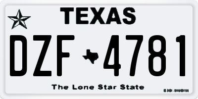 TX license plate DZF4781