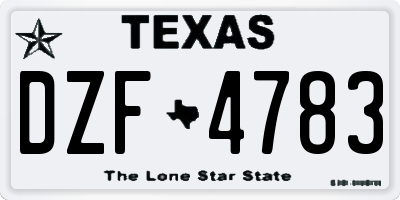 TX license plate DZF4783