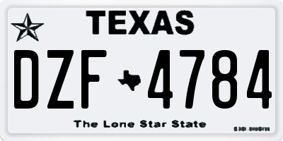 TX license plate DZF4784